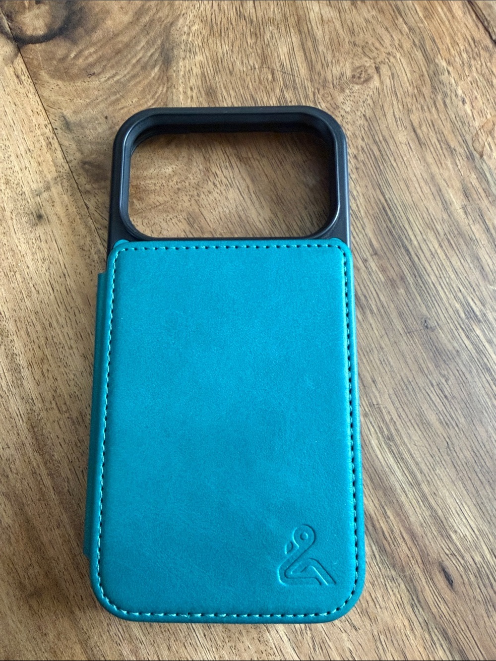 Teal Leather Phone Case with Black Frame - Premium Protective case iPhone 17 Pro